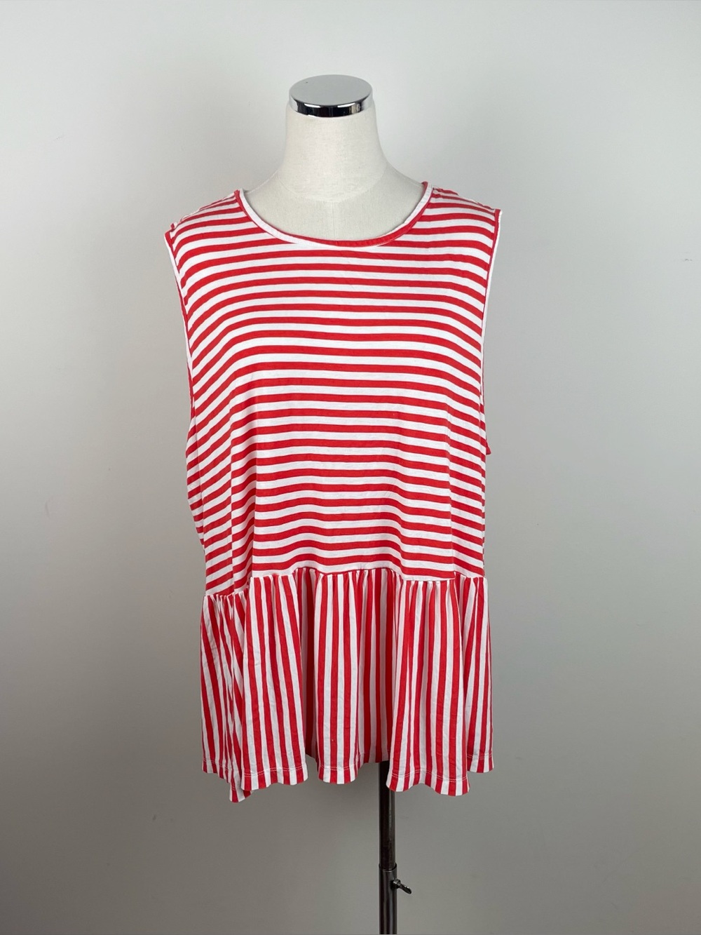 ASOS Orange Red White Stripe Top Women Size 22 Stretch